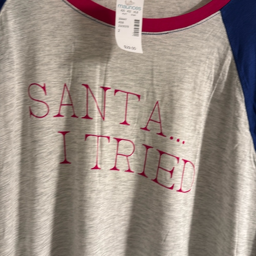 “Santa….I tried” tunic. NWT. Maurice’s size 2 (2X).
